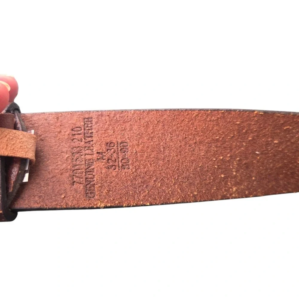 Men's Vintage Distressed Brown Leather Belt Waist 32-36
